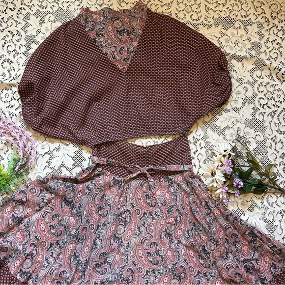 70’s Boho Paisley Peasant Skirt + Top Set - Picture 2 of 16